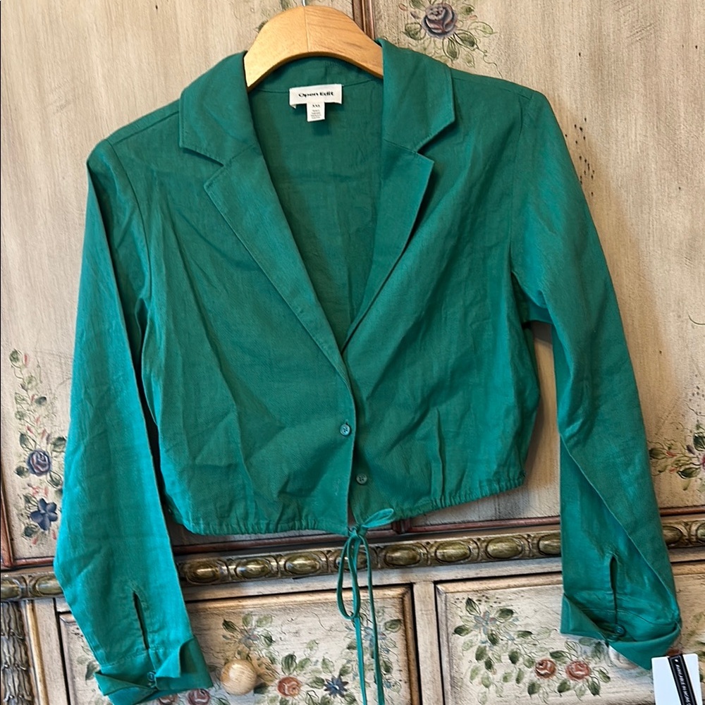 Women's Green Cropped Jacket